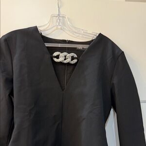 Zara Black bodysuit  with crystal Chain Detail